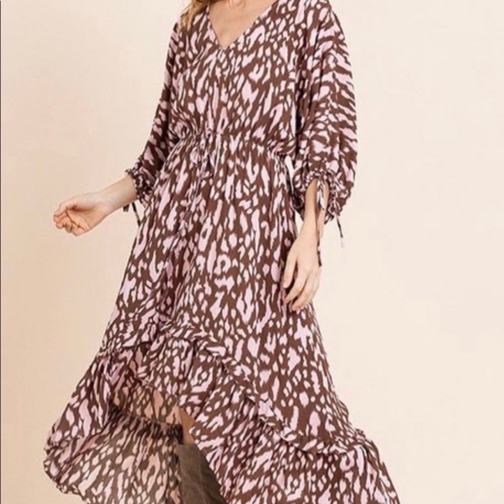 Umgee Animal Print High Low Dress